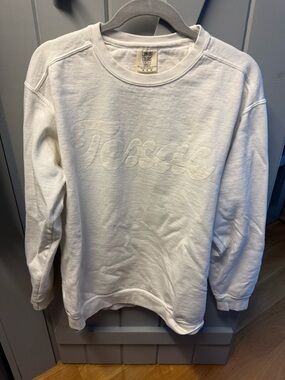 Classic White Embroidered Crewneck Sweatshirt - Texas